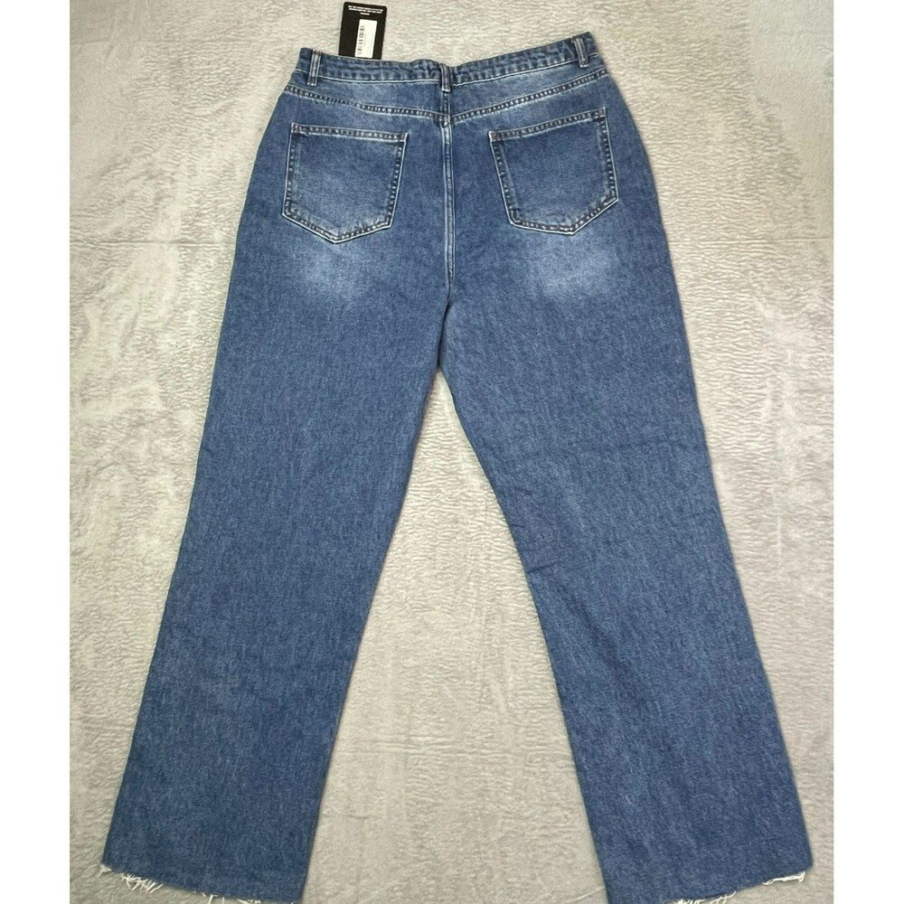 PrettyLittleThing Women’s Cropped Raw Edge Jeans SIze 12 Casual Western NWT - Picture 6 of 13